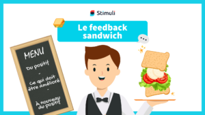 Tableau avec un menu : du positif, ce qui doit être amélioré et à nouveau du positif : le feedback sandwich